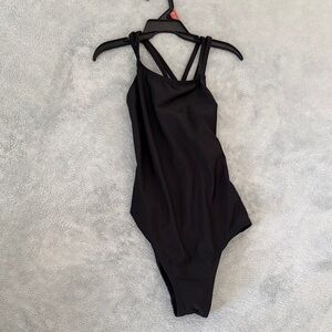Wonder Nation Basic Black UPF 50+ Swimsuit girls size 7/8 NWT